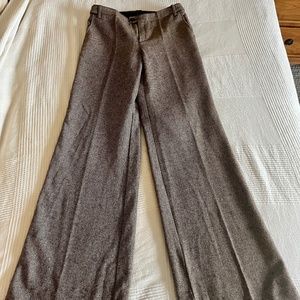 Brown/cream Tweed Wool-blend wide-leg pants. US 6.